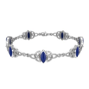 Celtic Trinity Knot Link Bracelet with Lapis Gemstones