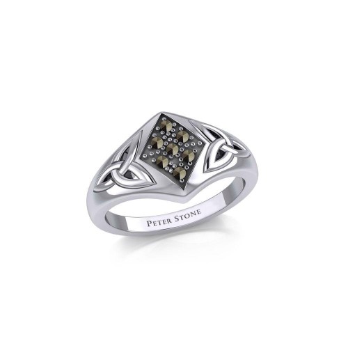 Celtic Trinity Knot Ring with Marcasite Gemstones