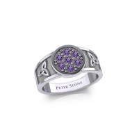 Celtic Trinity Knot Ring with Amethyst Gemstones