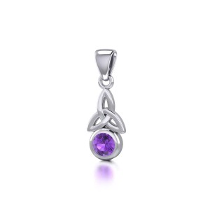Celtic Trinity Knot with Amethyst Birthstone Silver Pendant