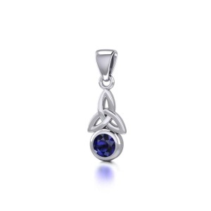 Celtic Trinity Knot with Sapphire Birthstone Silver Pendant