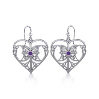 Celtic Triple Goddess Love Peace Earrings with Amethyst