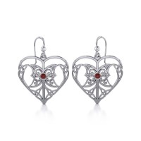 Celtic Triple Goddess Love Peace Earrings with Garnet