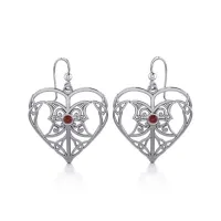 Celtic Triple Goddess Love Peace Earrings with Garnet