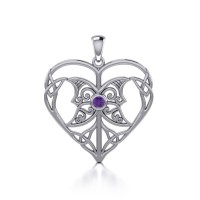 Celtic Triple Goddess Love Peace Pendant with Amethyst