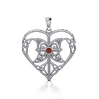 Celtic Triple Goddess Love Peace Pendant with Garnet