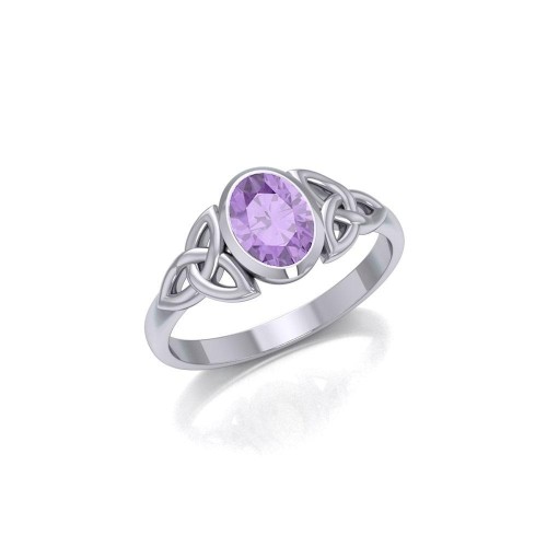 Celtic Triquetra Amethyst Ring