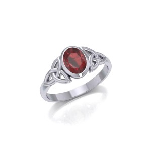 Celtic Triquetra Garnet Ring