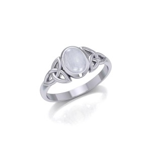 Celtic Triquetra Rainbow Moonstone Ring