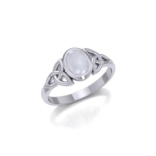 Celtic Triquetra Rainbow Moonstone Ring