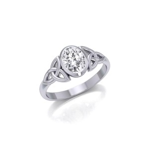 Celtic Triquetra White Cubic Zirconia Ring