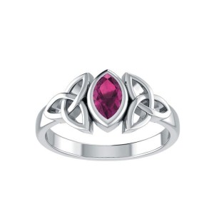 Celtic Triquetra Silver and Ruby Ring