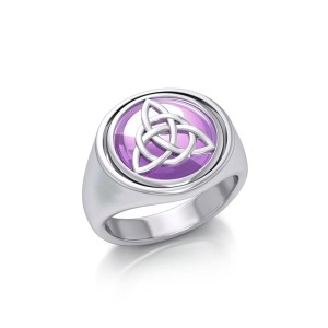 Celtic Triquetra with Amethyst Flip Ring
