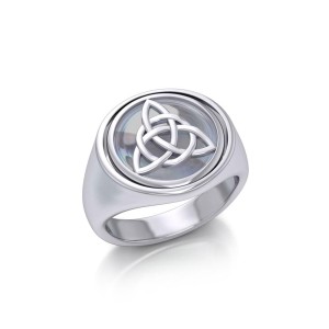 Celtic Triquetra with Rainbow Moonstone Flip Ring