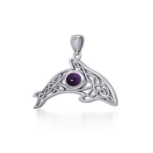 Celtic Whale Pendant with Amethyst