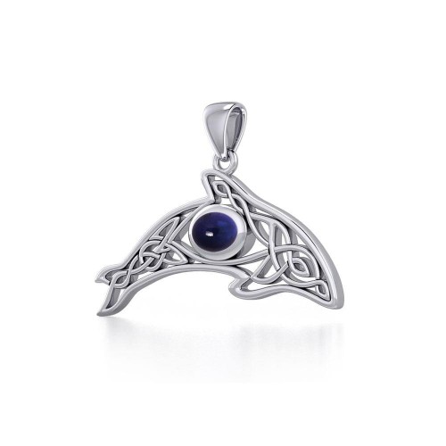 Celtic Whale Pendant with Sapphire