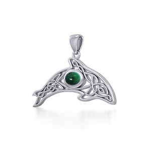 Celtic Whale Pendant with Emerald