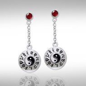 Chinese Astrology & Yin Yang Garnet Earrings