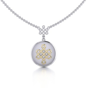 Chinese Mystic Knot Silver & Gold Necklace