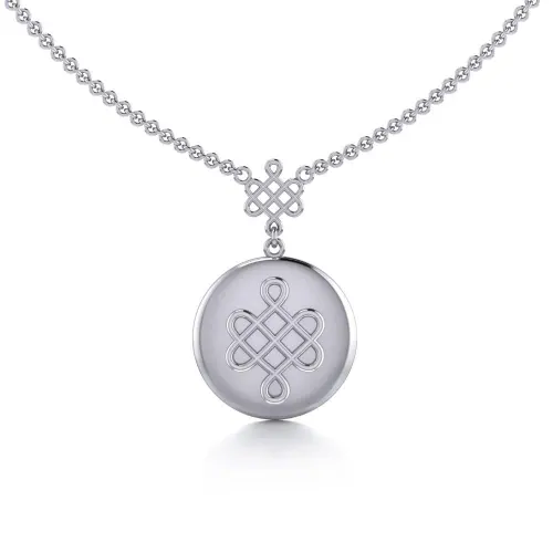 Chinese Mystic Knot Silver Necklace