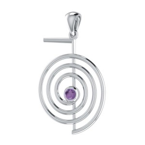 Cho Ku Ray Reiki Silver Pendant with Amethyst Gem