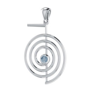 Cho Ku Ray Reiki Silver Pendant with Blue Topaz Gem