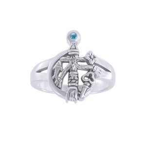 Cimaruta Witch Ring with Blue Topaz