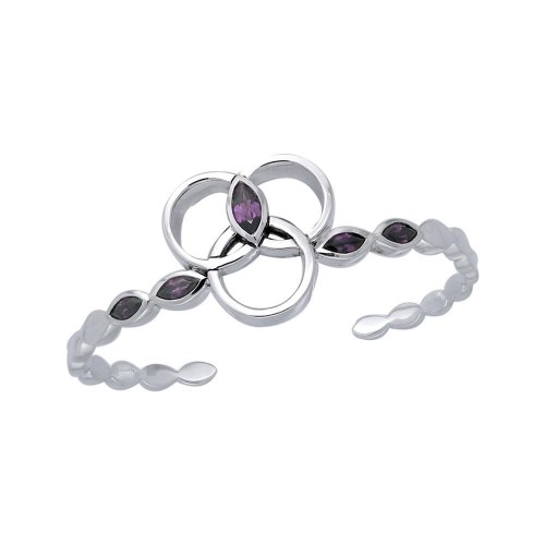 Citta Silver Cuff Bracelet with Amethyst Gemstones