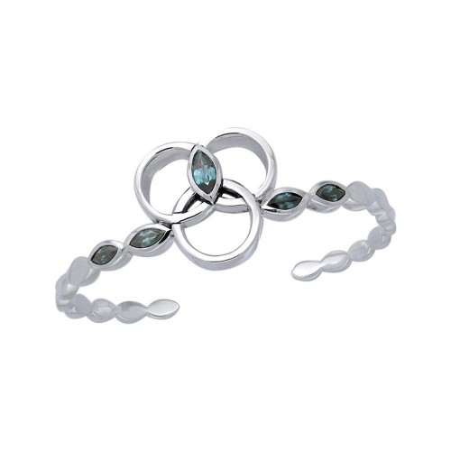 Citta Silver Cuff Bracelet with Blue Topaz Gemstones