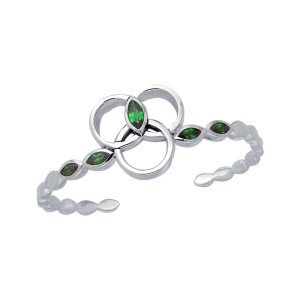 Citta Silver Cuff Bracelet with Emerald Gemstones