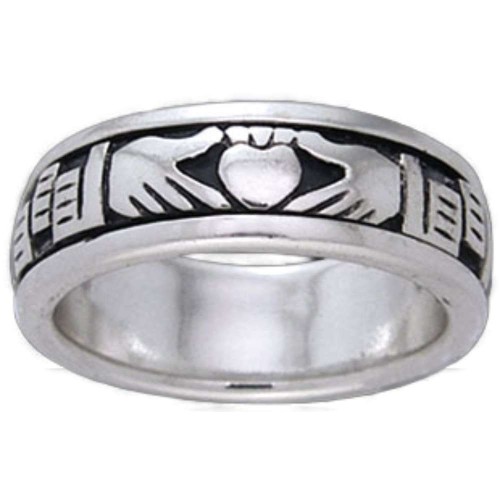 Claddagh Celtic Sterling Silver Fidget Spinner Ring