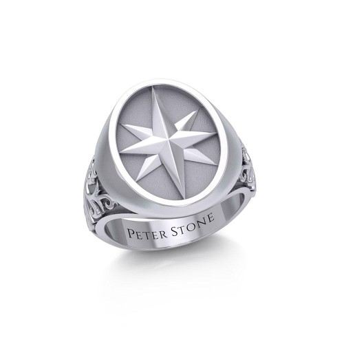 Compass Mens Signet Ring