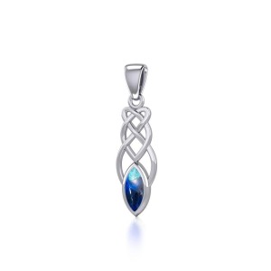 Contemporary Celtic Knotwork Pendant with Azurite