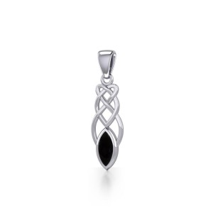 Contemporary Celtic Knotwork Pendant with Black Onyx
