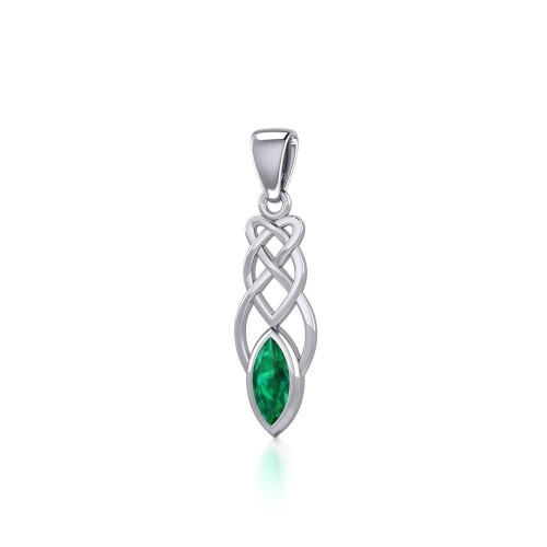 Contemporary Celtic Knotwork Pendant with Emerald