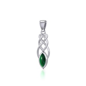 Contemporary Celtic Knotwork Pendant with Malachite