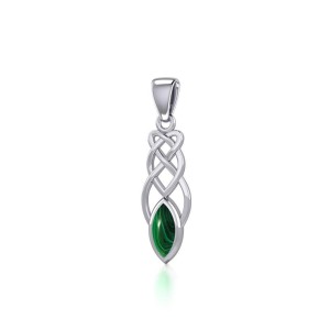 Contemporary Celtic Knotwork Pendant with Malachite