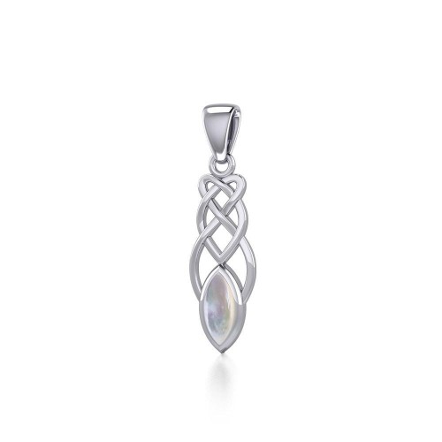 Contemporary Celtic Knotwork Pendant with Mother of Pearl