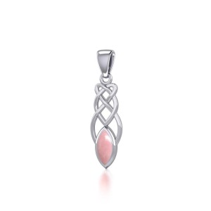 Contemporary Celtic Knotwork Pendant with Pink Shell