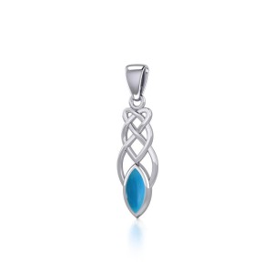 Contemporary Celtic Knotwork Pendant with Turquoise