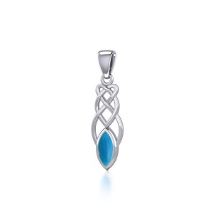 Contemporary Celtic Knotwork Pendant with Turquoise