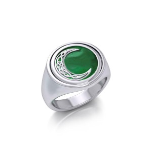 Crescent Moon Emerald Flip Ring