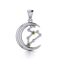 Crescent Moon and Leo Astrology Constellation Pendant