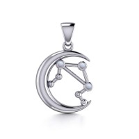 Crescent Moon and Libra Astrology Constellation Pendant