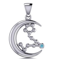 Crescent Moon and Pisces Astrology Constellation Pendant