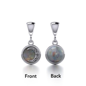 Crescent Moon Silver & Opal Gemstone Flip Pendant 