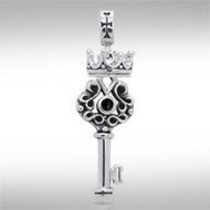 Crown Key Pendant with Black Onyx