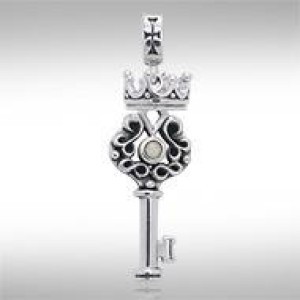 Crown Key Pendant with Mother of Pearl