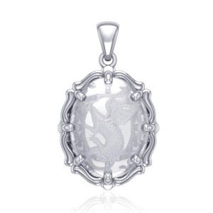 Dragon Clear Quartz Crystal Sterling Silver Pendant