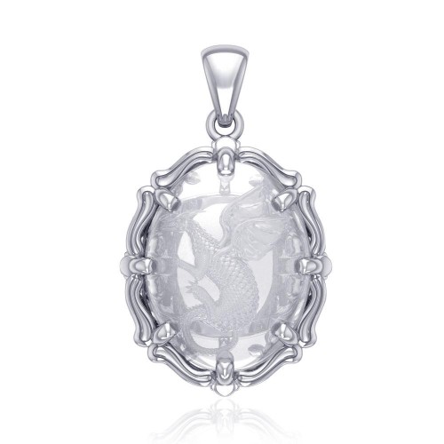 Dragon Clear Quartz Crystal Sterling Silver Pendant